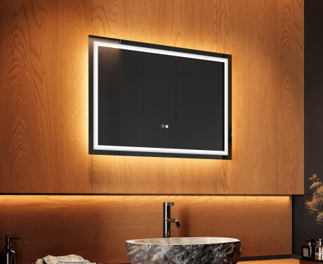 Rechteckiger Badspiegel 70x50cm mit LED Beleuchtung mit Dual color, Touch Schalter, Heizmatte - L49