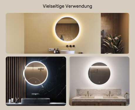 Spiegel rund mit Beleuchtung für Bad 80cm mit Dual color, Touch Schalter #2