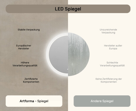 Spiegel rund mit Beleuchtung für Bad 80cm mit Dual color, Touch Schalter #6