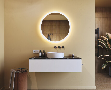 Spiegel rund mit Beleuchtung für Bad 80cm mit Dual color, Touch Schalter #8