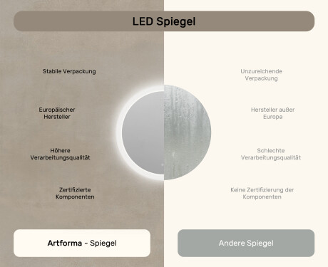 Badspiegel rund mit Beleuchtung LED 60cm mit Dual color, Touch Schalter, Heizmatte #7