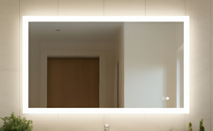 Rechteckiger Badezimmerspiegel mit Beleuchtung LED 120x70cm mit Dual color, Touch Schalter, Heizmatte