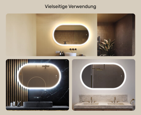 Beleuchteter Badezimmerspiegel, 120×70 cm, zweifarbig, Touch‑Schalter, Heizmatte #2