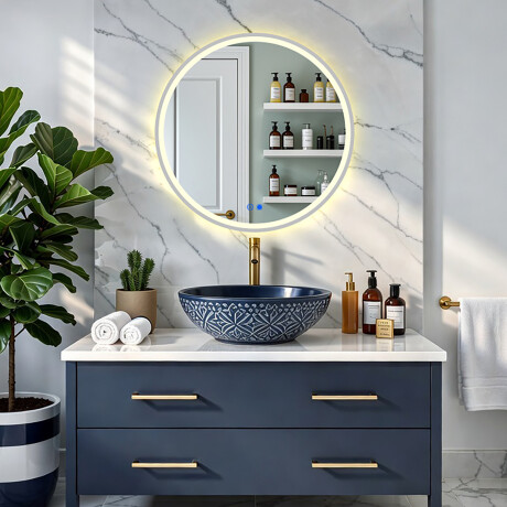 Runder LED-beleuchteter Spiegel - 60/80 cm in einem silbernen Aluminiumrahmen #4