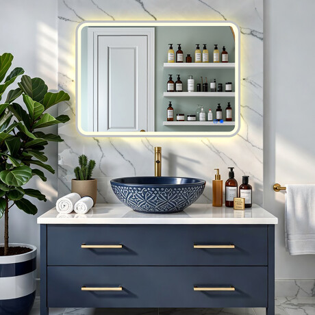 Abgerundeter LED-Spiegel mit Beleuchtung - 80x60/100x70/120x70 cm in einem silbernen Aluminiumrahmen #4