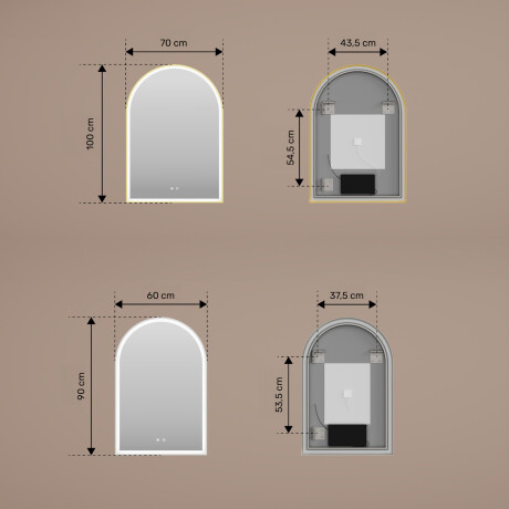 Unregelmäßiger LED-beleuchteter Spiegel – 60x90/70x100 cm in einem silbernen Aluminiumrahmen #3