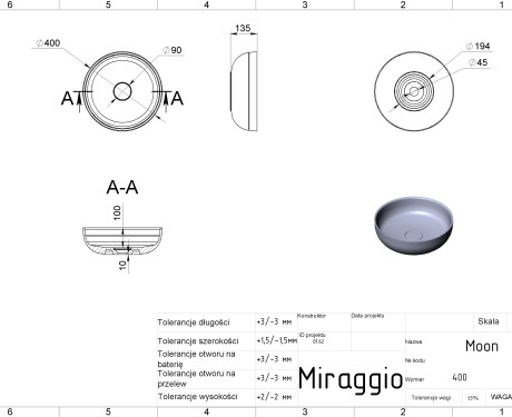 Waschbecken MOON MIRASOFT