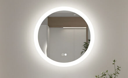 Badspiegel rund mit Beleuchtung LED 60cm mit Dual color, Touch Schalter, Heizmatte