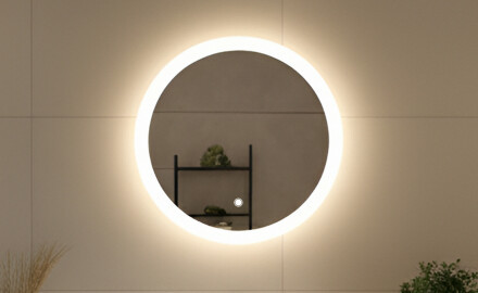 Runder Badezimmerspiegel beleuchtet LED  mit Dual color, Touch Schalter
