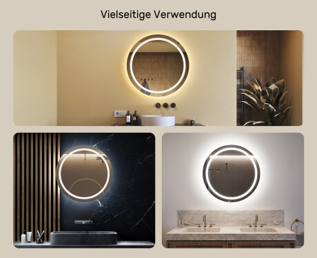 Runder Badspiegel mit LED Beleuchtung 80cm mit kaltem LED-Licht 7000K, warmem Licht 3000K oder neutralem Licht 4500K #2