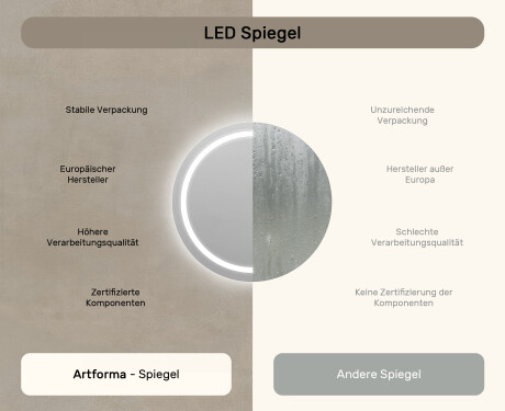 Runder Badspiegel mit LED Beleuchtung 80cm mit kaltem LED-Licht 7000K, warmem Licht 3000K oder neutralem Licht 4500K #6