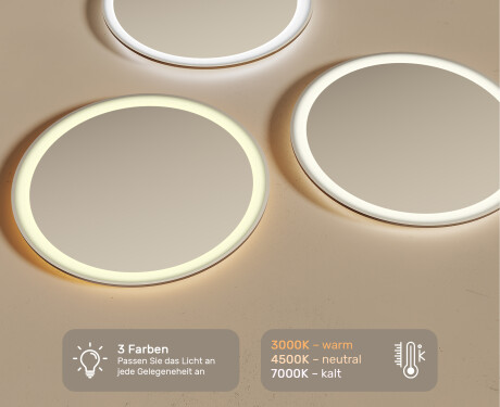 Runder Badspiegel mit LED Beleuchtung 60cm mit kaltem LED-Licht 7000K, warmem Licht 3000K oder neutralem Licht 4500K #3