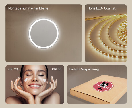 Runder Badspiegel mit LED Beleuchtung 60cm mit kaltem LED-Licht 7000K, warmem Licht 3000K oder neutralem Licht 4500K #5