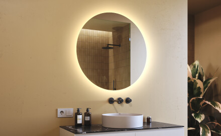 Runder Badspiegel mit LED Beleuchtung 80cm mit kaltem LED-Licht 7000K, warmem Licht 3000K oder neutralem Licht 4500K