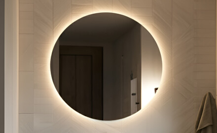 Runder Badspiegel mit LED Beleuchtung 80cm mit kaltem LED-Licht 7000K, warmem Licht 3000K oder neutralem Licht 4500K