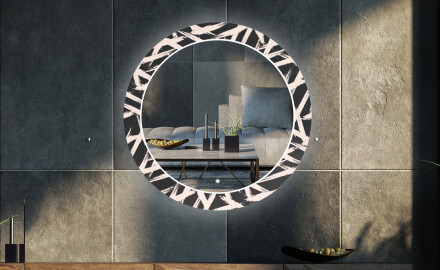 Runder dekorativer Spiegel mit LED-Beleuchtung für das Wohnzimmer - Lines