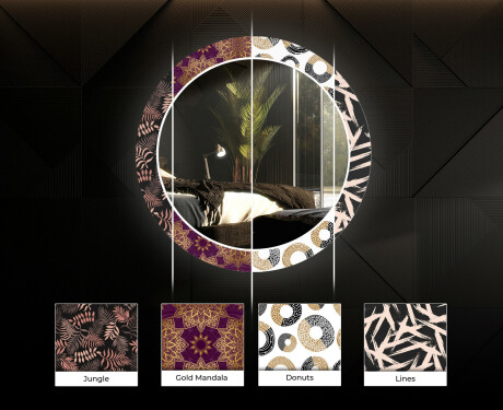 Runder dekorativer Spiegel mit LED-Beleuchtung für das Wohnzimmer - Color Triangles #6