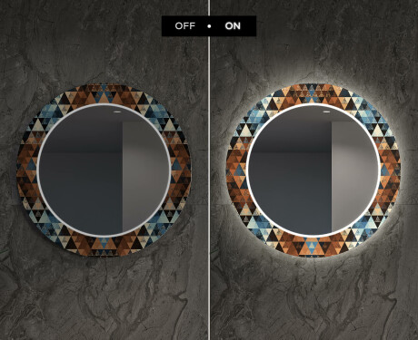 Runder dekorativer Spiegel mit LED-Beleuchtung für das Wohnzimmer - Color Triangles #7