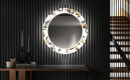 Runder dekorativer Spiegel mit LED-Beleuchtung für den Flur - Golden Flowers