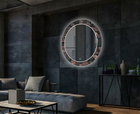 Runder dekorativer Spiegel mit LED-Beleuchtung für das Wohnzimmer - Jungle #2