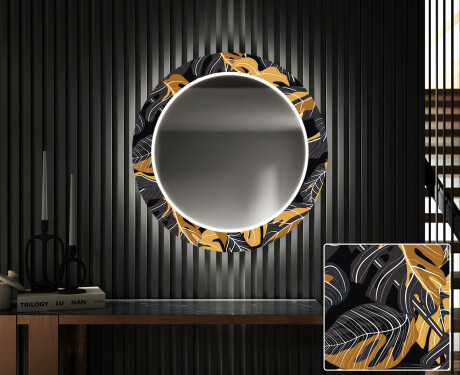 Runder dekorativer Spiegel mit LED-Beleuchtung für den Flur - Autumn Jungle #1