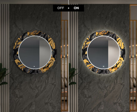 Runder dekorativer Spiegel mit LED-Beleuchtung für den Flur - Autumn Jungle #7