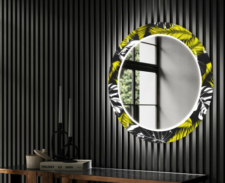 Runder dekorativer Spiegel mit LED-Beleuchtung für den Flur - Gold Jungle #2