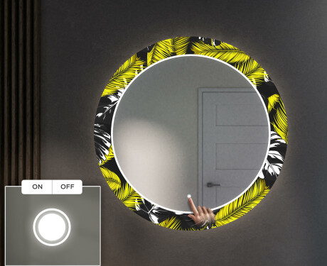 Runder dekorativer Spiegel mit LED-Beleuchtung für den Flur - Gold Jungle #4