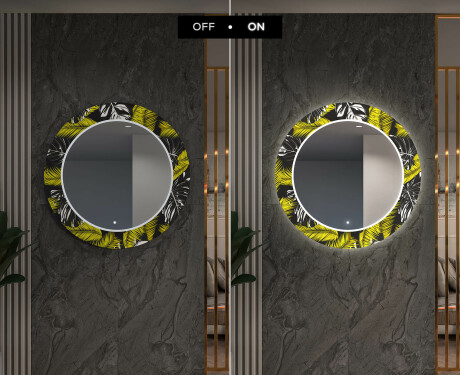 Runder dekorativer Spiegel mit LED-Beleuchtung für den Flur - Gold Jungle #7