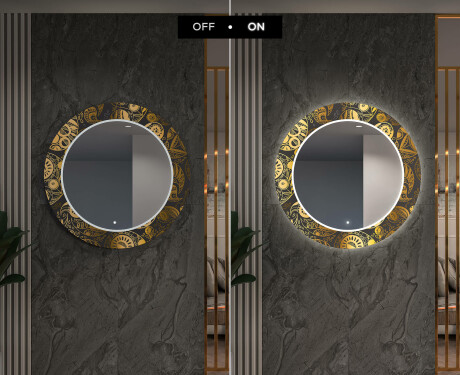Runder dekorativer Spiegel mit LED-Beleuchtung für den Flur - Ancient Pattern #7