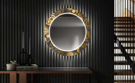 Runder dekorativer Spiegel mit LED-Beleuchtung für den Flur - Ancient Pattern