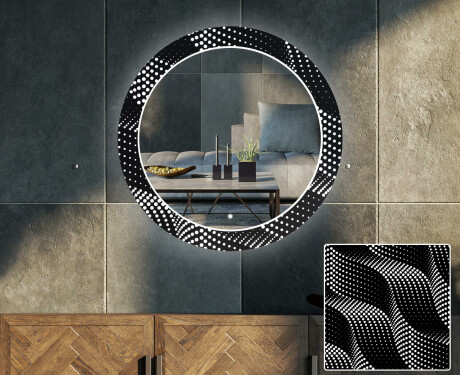 Runder dekorativer Spiegel mit LED-Beleuchtung für das Wohnzimmer - Dark Wave #1