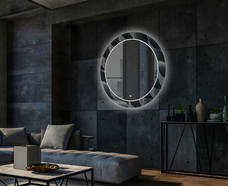Runder dekorativer Spiegel mit LED-Beleuchtung für das Wohnzimmer - Dark Wave #2