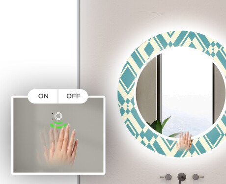 Runder dekorativer Spiegel mit LED-Beleuchtung für das Badezimmer - Abstrac Seamless #5