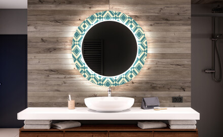 Runder dekorativer Spiegel mit LED-Beleuchtung für das Badezimmer - Abstrac Seamless