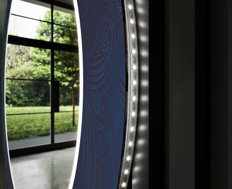 Runder dekorativer Spiegel mit LED-Beleuchtung für das Badezimmer - Blue Drawing #11