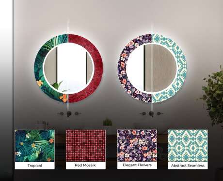 Runder dekorativer Spiegel mit LED-Beleuchtung für das Badezimmer - Elegant Flowers #6