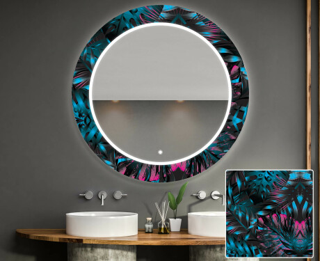 Runder dekorativer Spiegel mit LED-Beleuchtung für das Badezimmer - Fluo Tropic
