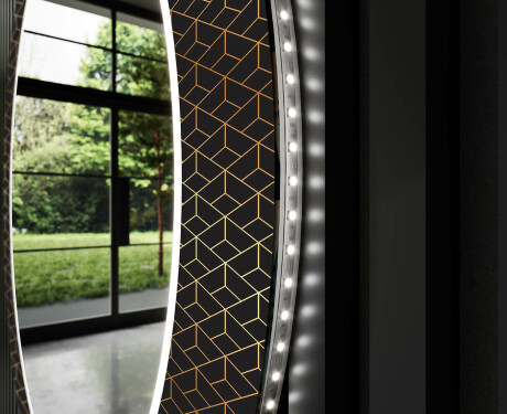 Runder dekorativer Spiegel mit LED-Beleuchtung für das Badezimmer - Golden Lines #11