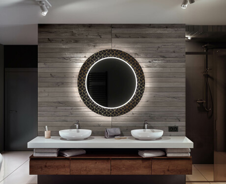 Runder dekorativer Spiegel mit LED-Beleuchtung für das Badezimmer - Golden Lines #12
