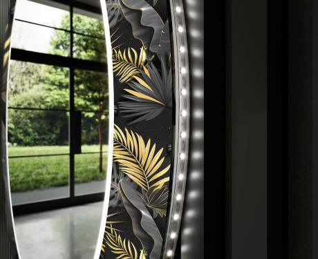 Runder dekorativer Spiegel mit LED-Beleuchtung für das Badezimmer - Goldy Palm #11