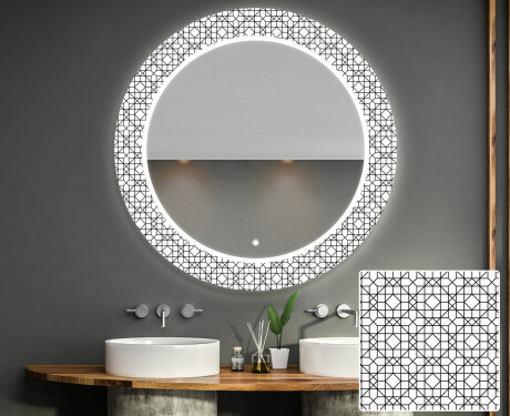 Runder dekorativer Spiegel mit LED-Beleuchtung für das Badezimmer - Industrial #1