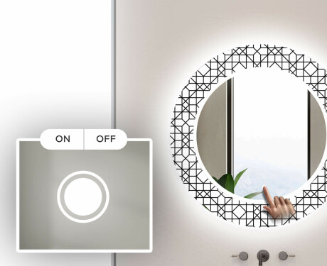 Runder dekorativer Spiegel mit LED-Beleuchtung für das Badezimmer - Industrial #4