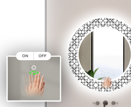 Runder dekorativer Spiegel mit LED-Beleuchtung für das Badezimmer - Industrial #5
