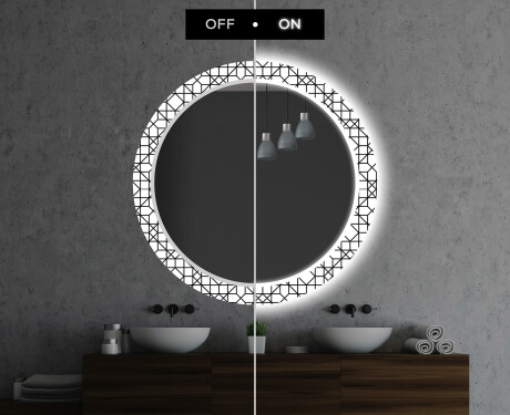 Runder dekorativer Spiegel mit LED-Beleuchtung für das Badezimmer - Industrial #7