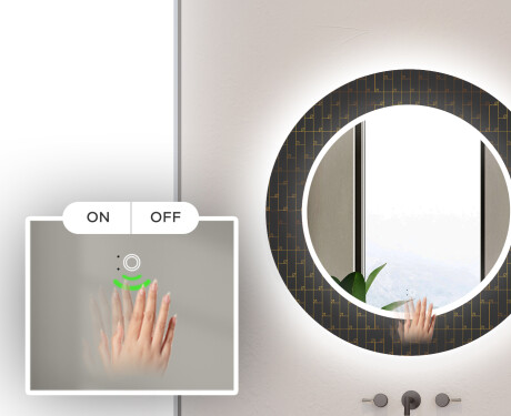 Runder dekorativer Spiegel mit LED-Beleuchtung für das Badezimmer - Microcircuit #5