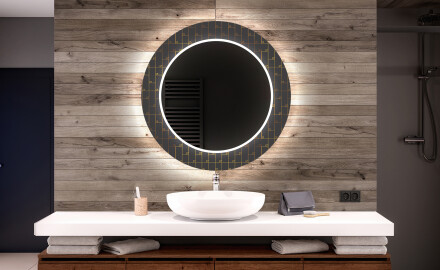 Runder dekorativer Spiegel mit LED-Beleuchtung für das Badezimmer - Microcircuit
