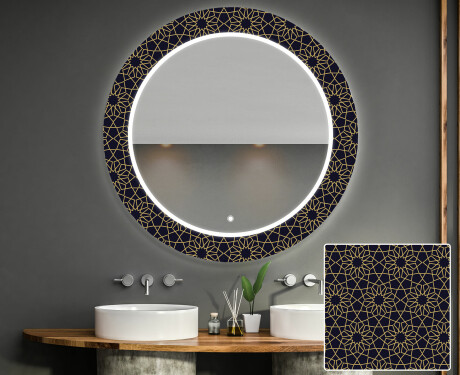 Runder dekorativer Spiegel mit LED-Beleuchtung für das Badezimmer - Ornament #1