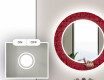 Runder dekorativer Spiegel mit LED-Beleuchtung für das Badezimmer - Red Mosaic #4