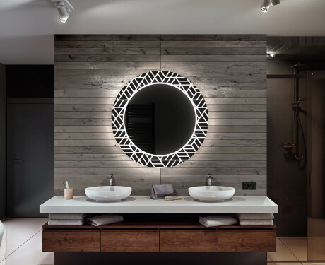 Runder dekorativer Spiegel mit LED-Beleuchtung für das Badezimmer - Triangless #12